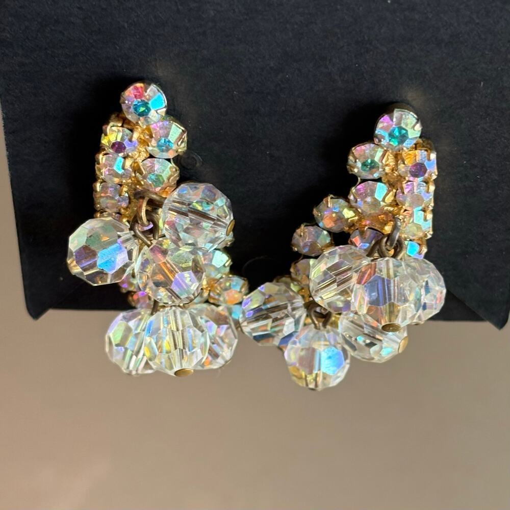 B29 Vintage Juliana Cha Cha‎ Earrings Women AB Crystal Wedding Statement - Picture 8 of 12